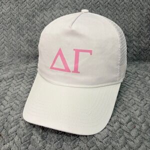Affinity Delta Gamma Sorority Snapback OS White Pink Mesh Trucker Hat